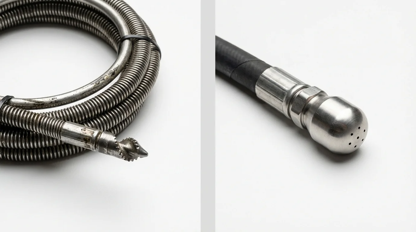 Drain snake cable and hydro jetting nozzle used for drain cleaning in Gray Summit, MO