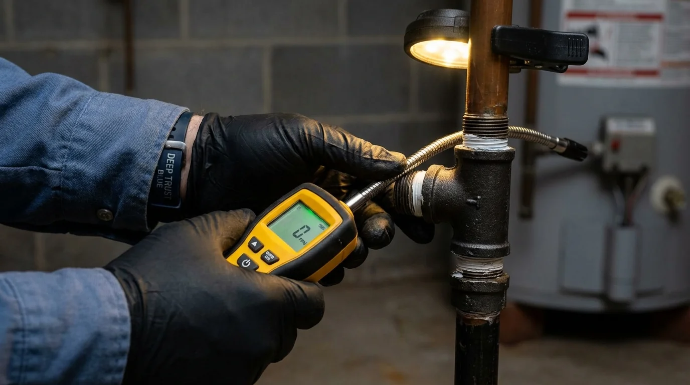 Gas leak detection with electronic sniffer by Johns Plumbing LLC in Gray Summit