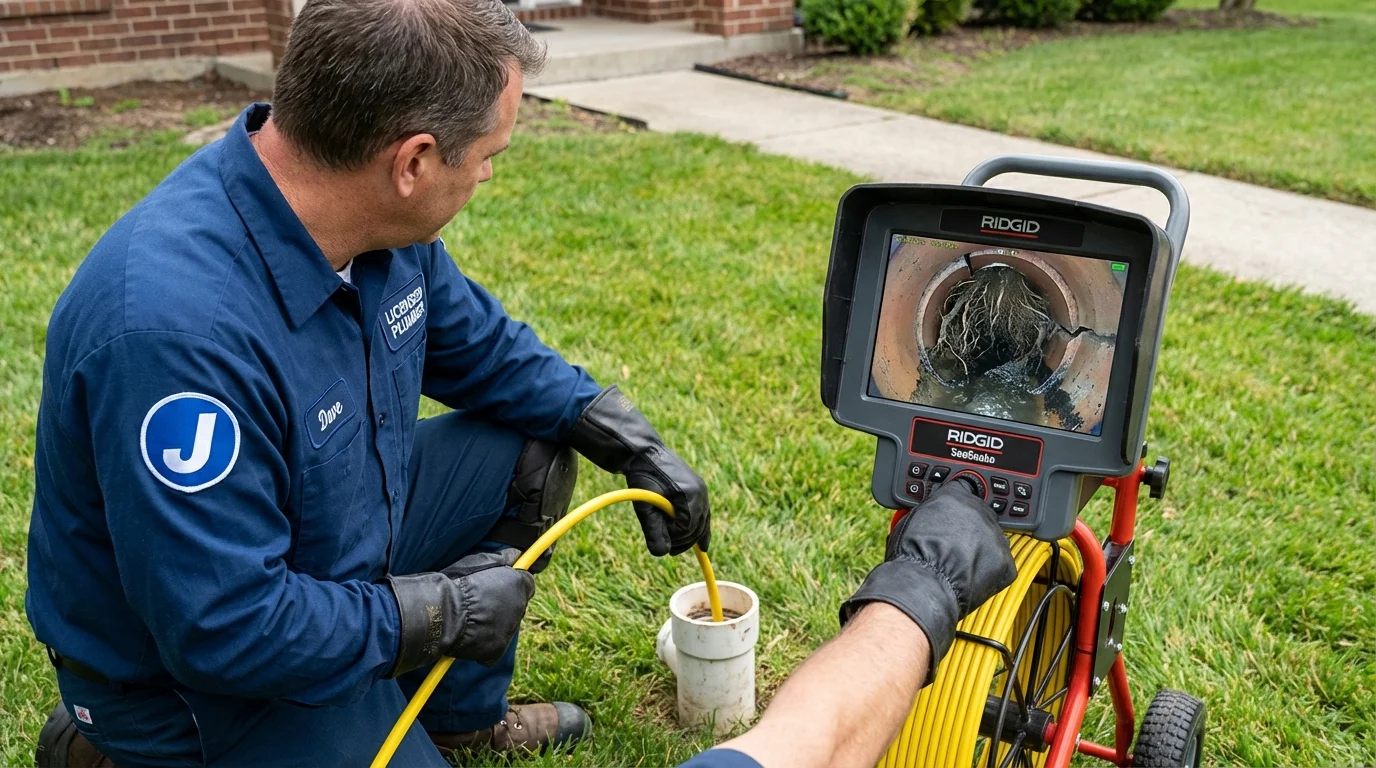 Sewer camera inspection being performed by Johns Plumbing LLC in Gray Summit